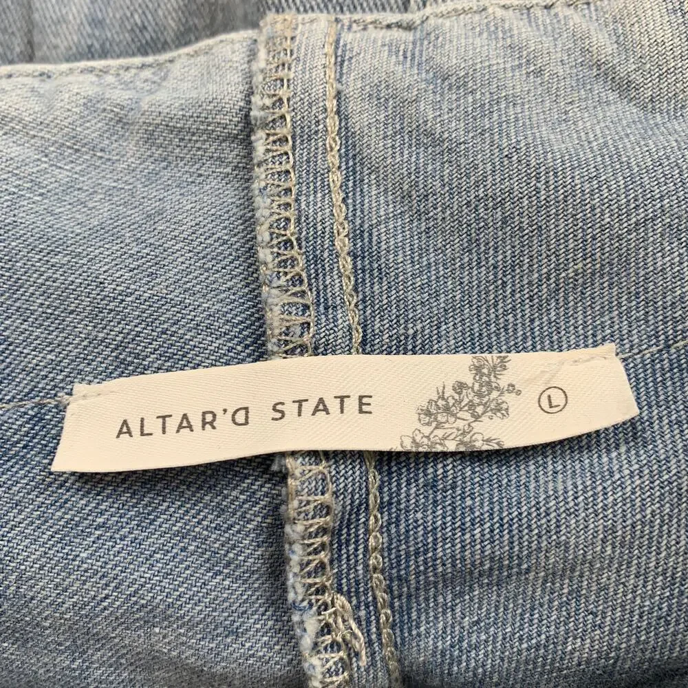 Altard State Skort Womens L Large Denim Pleated Side Zipper Flared Skater