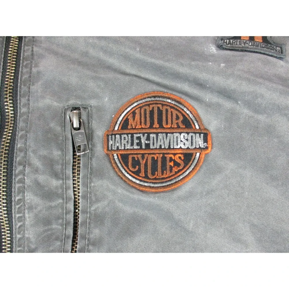 Harley Davidson Jacket Mens Extra Large Gray Eagle Mechanic Bomber Lined Coat