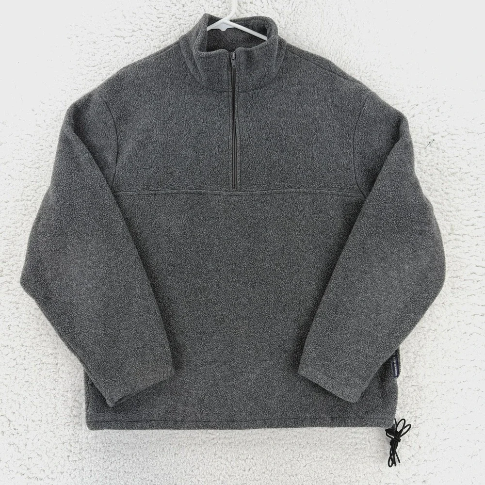 Vintage Abercrombie & Fitch Jacket Mens Large Gray 1/4 Zip Fleece USA 90s Y2K