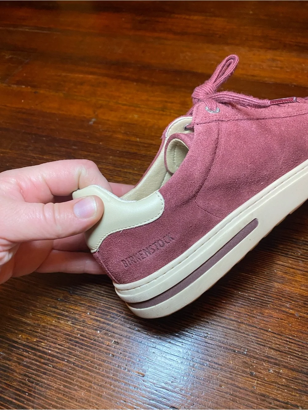 EUC 38 Birkenstock Bend Low Suede Leather Sneaker in Zinfandel colorway