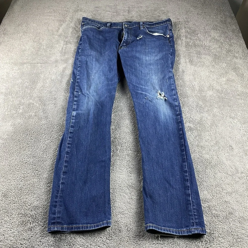 Levis 513 Slim Straight Jeans Mens 36x30‎ Blue Medium Wash Mid Rise Denim