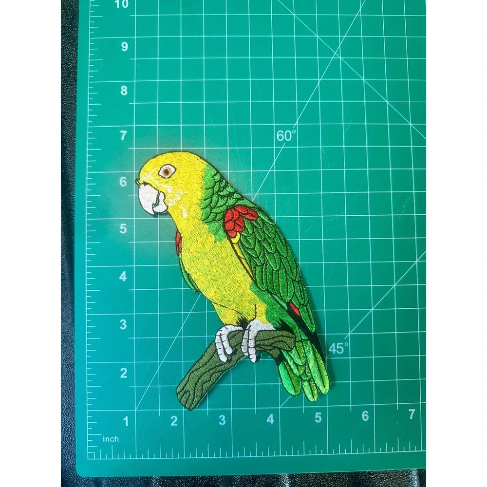 Parrot‎ Bird Iron On Patch Embroidered Green Applique Sew On DIY Craft Large