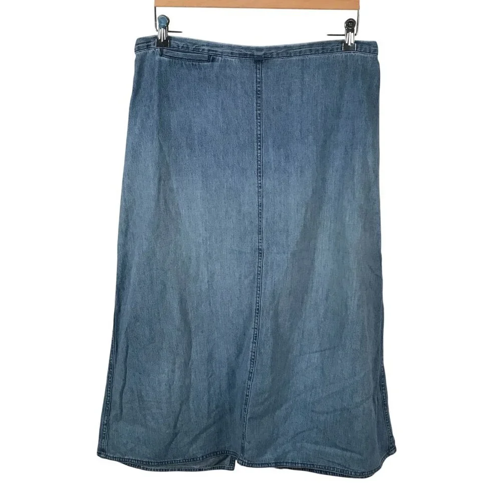 Vtg Y2K Woolrich Long Denim Modesty Skirt Blue‎ Cotton Maxi Casual Classic 35x30