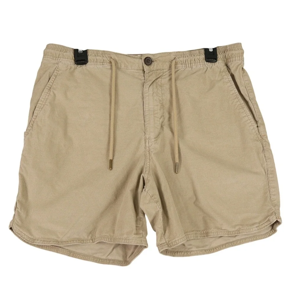 Laguna Mens L Khaki Drawstring Chino Shorts‎ Stretch Elastic Waist Casual