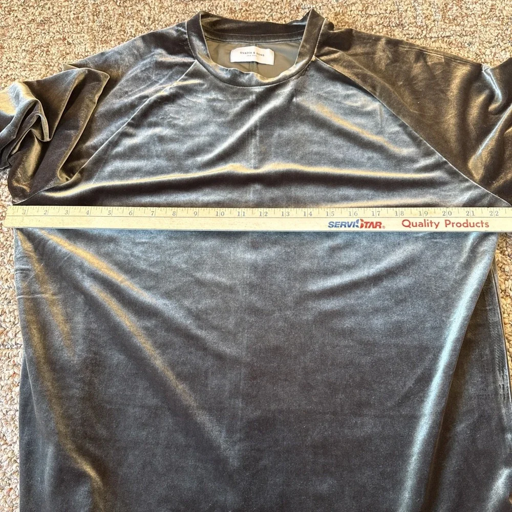 OVADIA &‎ SONS New York Olive Velvet Crew Neck Long Sleeve Size Large