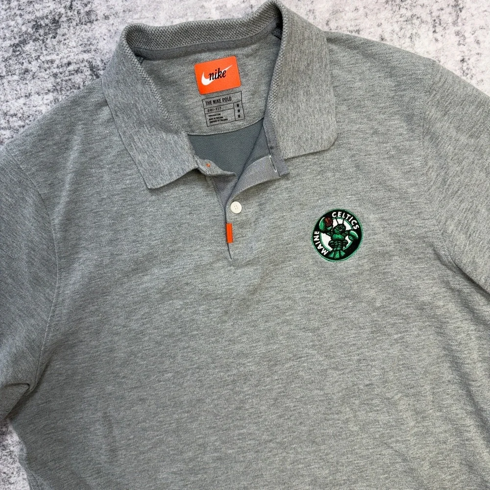 Maine Celtics Shirt Mens Medium Nike Polo Dri Fit‎ Pique Knit G Leage NBA Swoosh