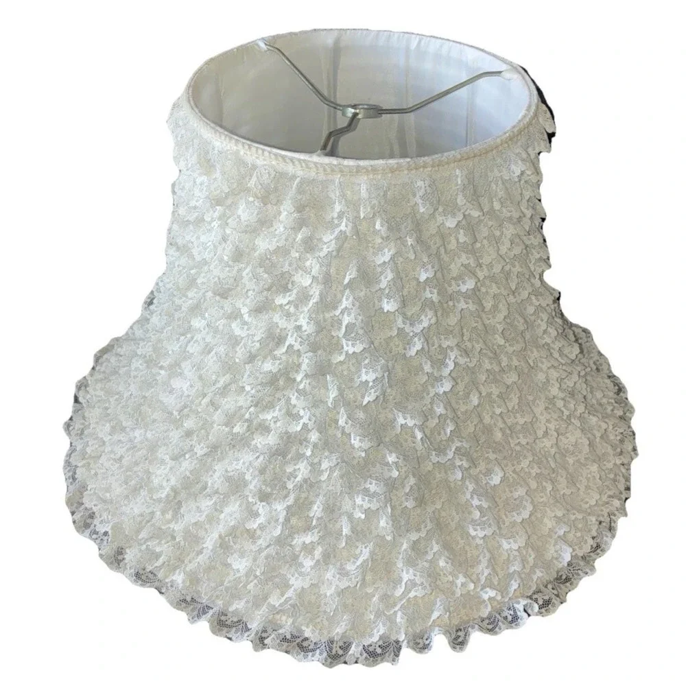 Vintage Lamp Shade White Lace Ruffles 16x11
