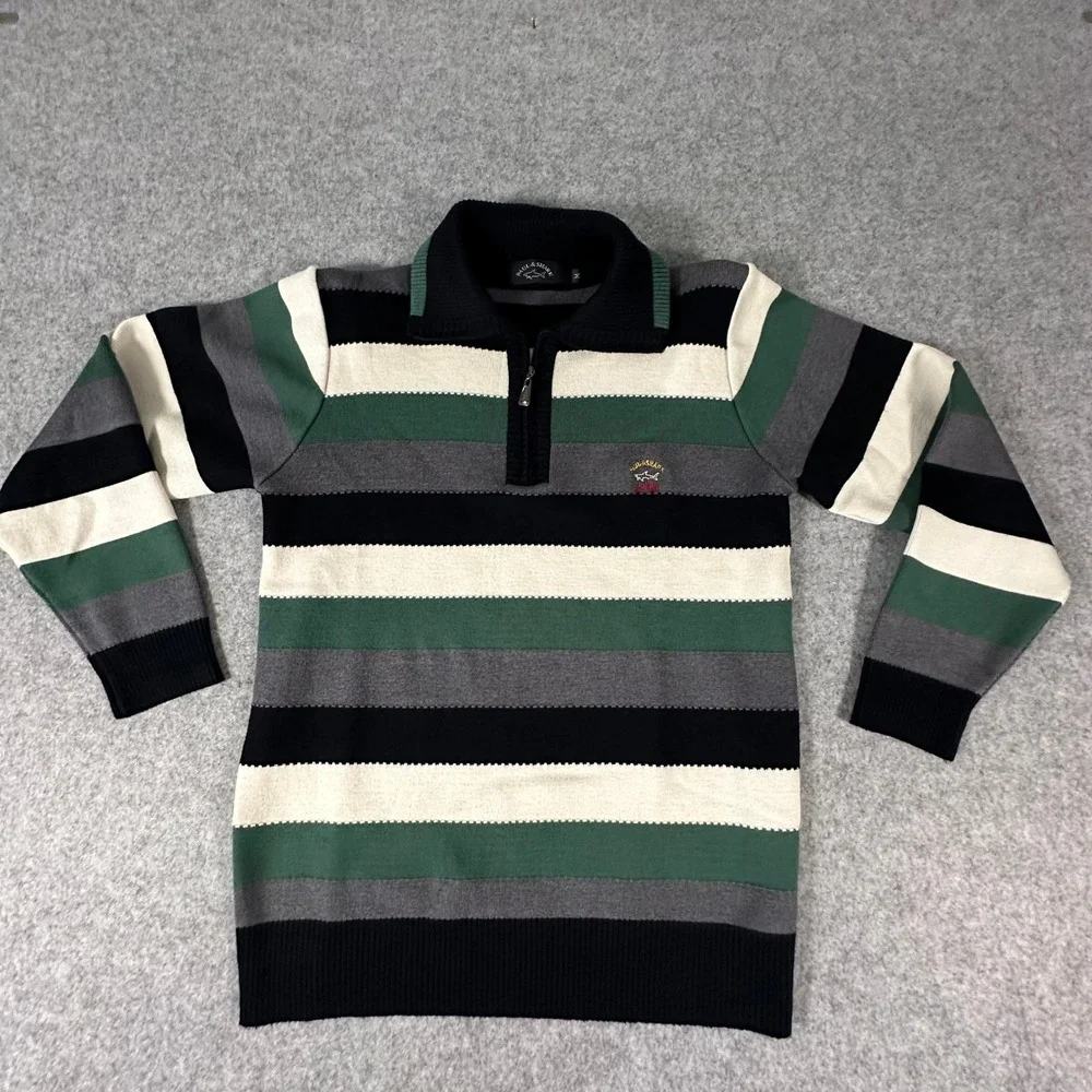 Paul‎ & Shark Yachting Quarter Zip Sweater Mens Medium Multicolor Striped Wool
