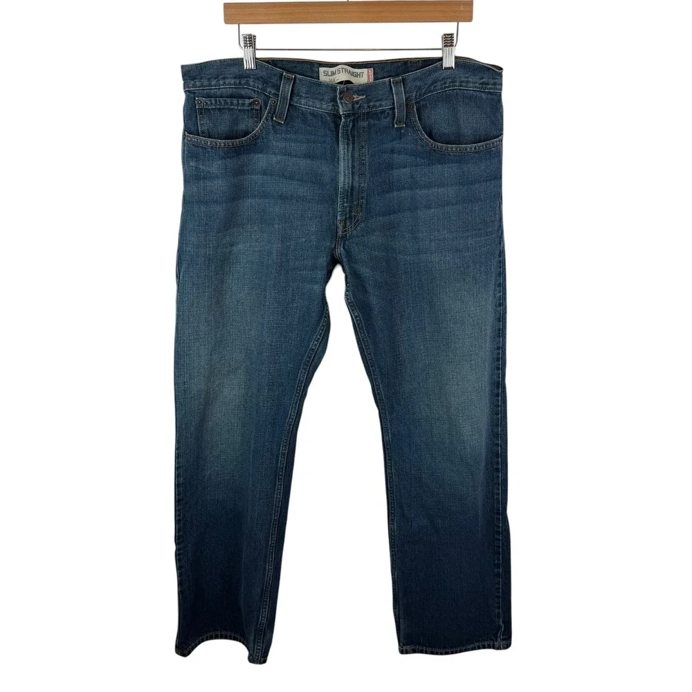 Levis 514 Men Slim Straight Jeans Size 38x32‎ Blue Denim Cotton Casual Classic