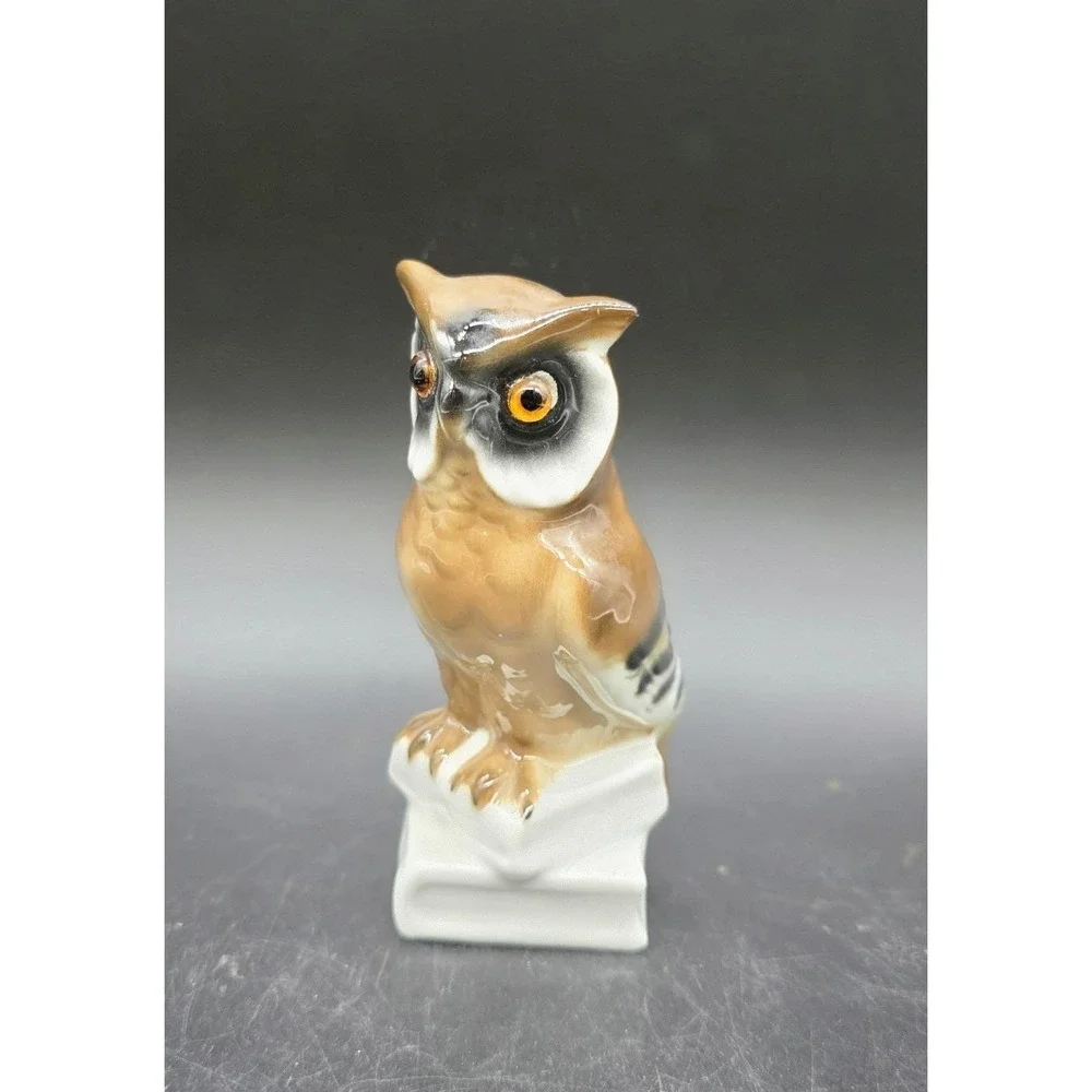 Vintage‎ Porcelain WISE OLD Owl Bird Figurine Made in West Germany 4
