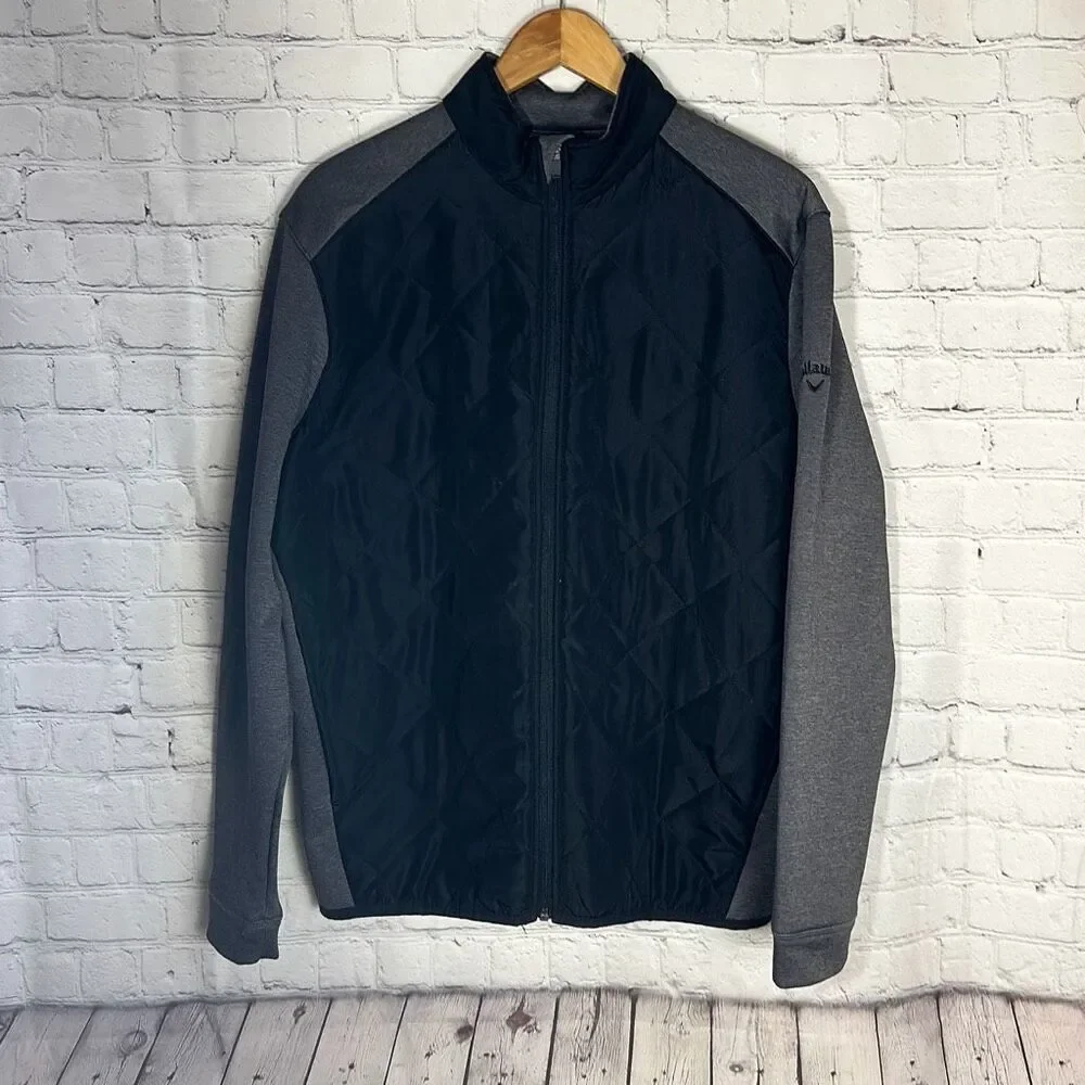 Callaway Jacket Mens Weather Series Black Gray Quilted Full Zip Softshell Medium