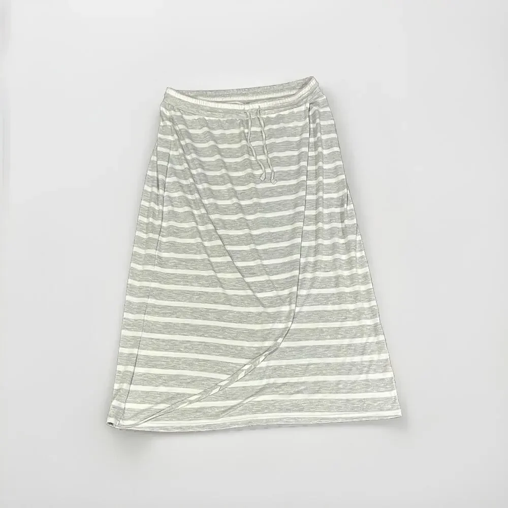 Sonoma Maxi Skirt Grey White Striped Drawstring Size PL