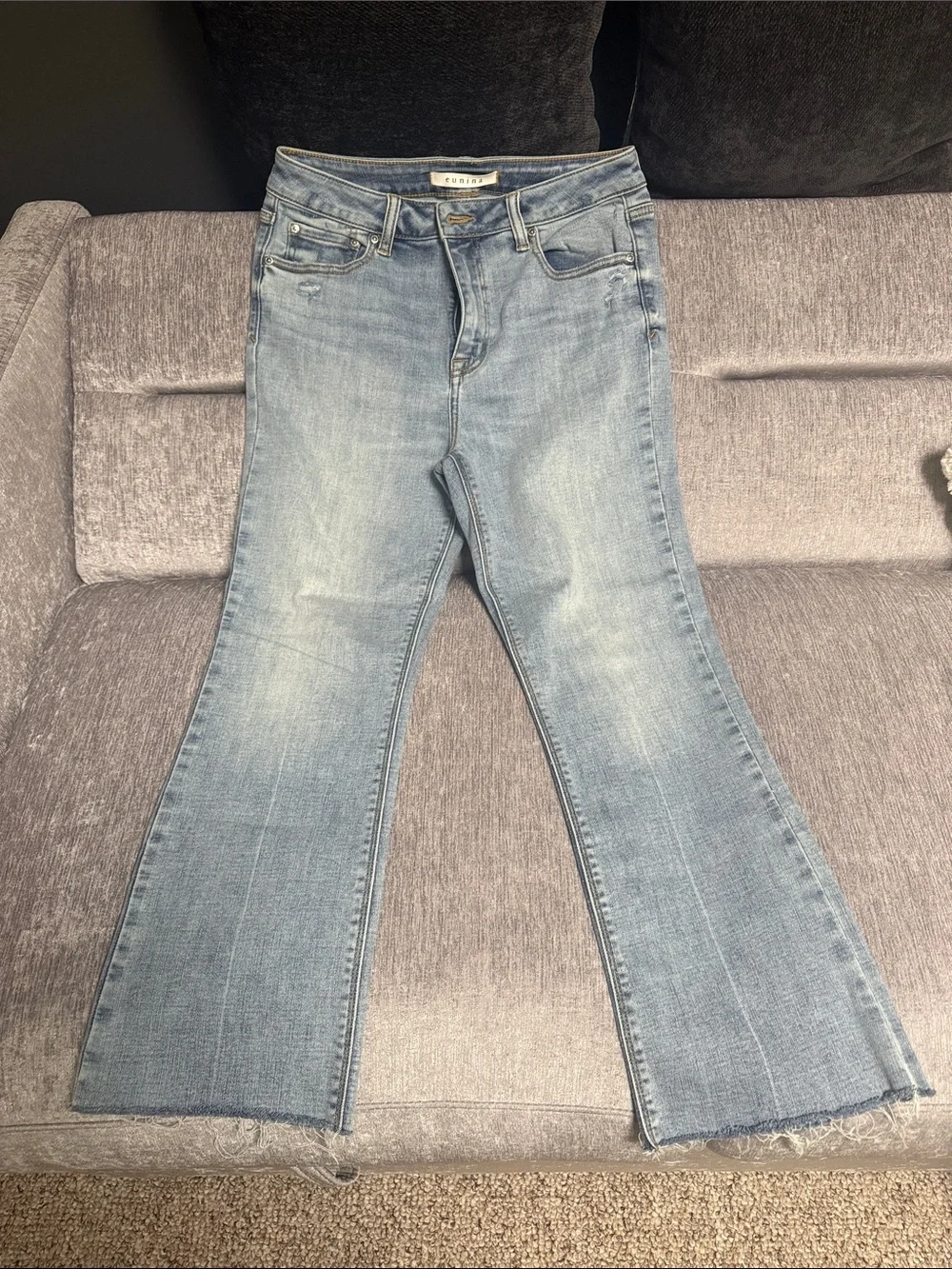 eunina Light Blue Flare Jeans - Cropped Ankle