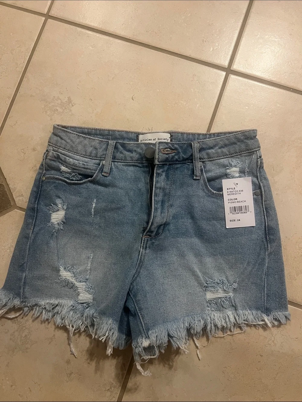 Articles Of Society Light Wash Distressed Denim Cutoff Shorts