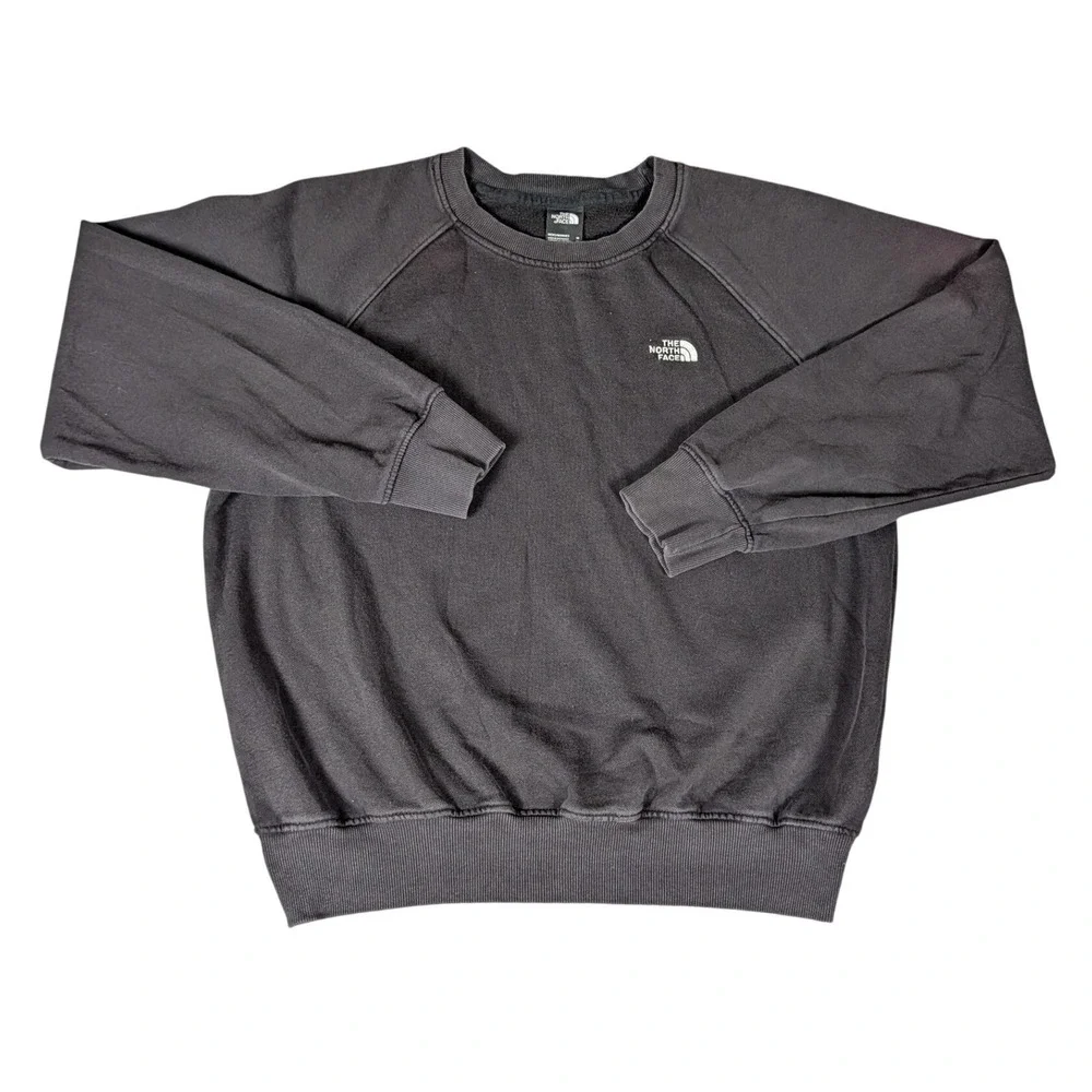 The North Face Mens Black Raglan Sleeve Crewneck Sweatshirt Embroidered Logo