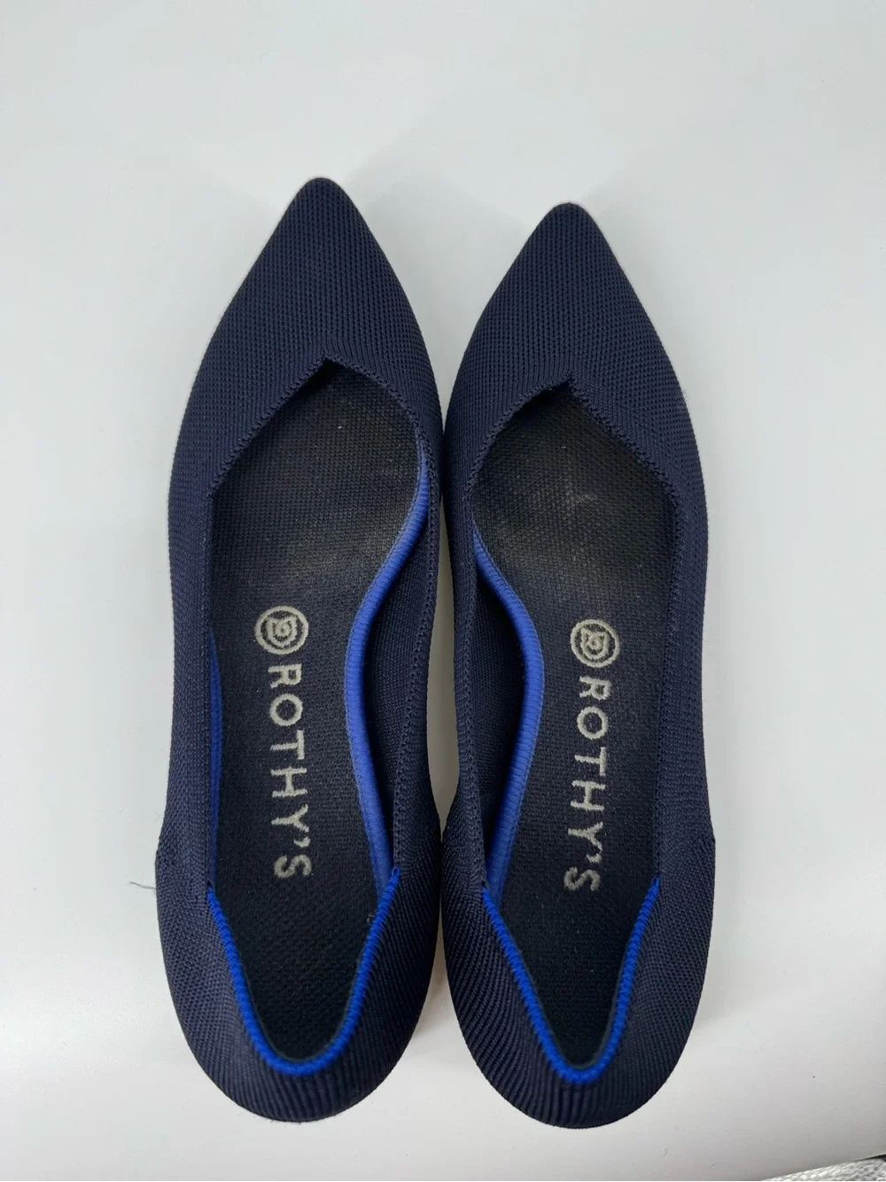 Rothy’s Women's Navy Pointed Toe Knit Flat Comfort Office Casual Shoes Size 9