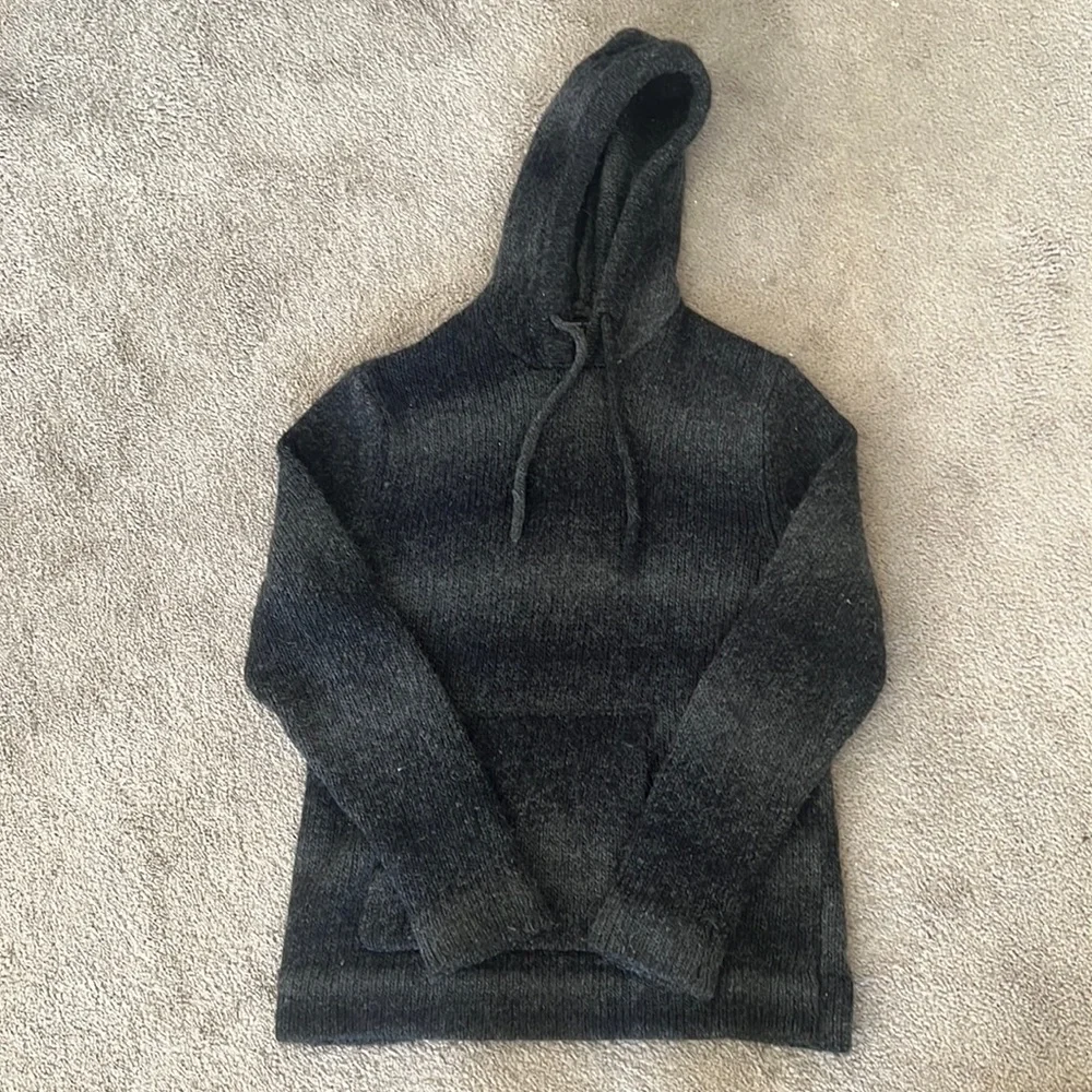 James Perse Dark Charcoal Gray Hooded Crewneck Sweater