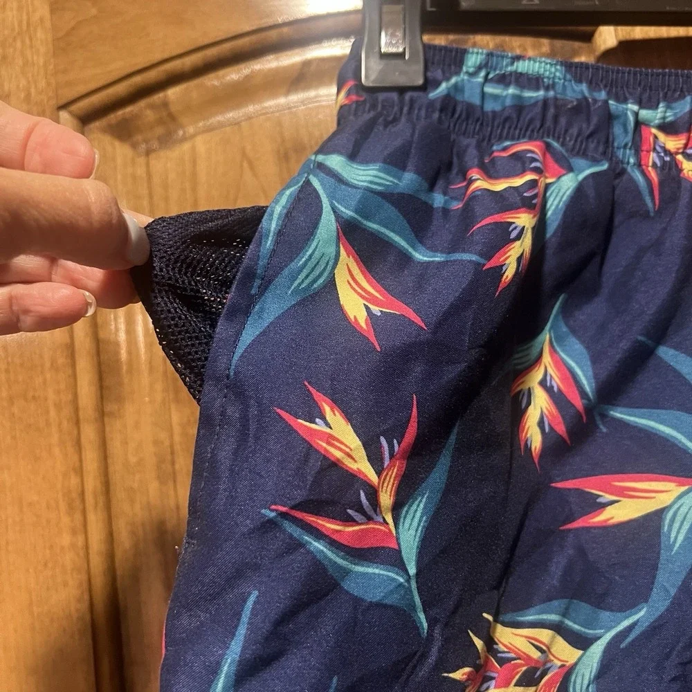 Lands' End Swim Trunks Swimsuit Navy Blue Men's 32-34 Medium‎ 8