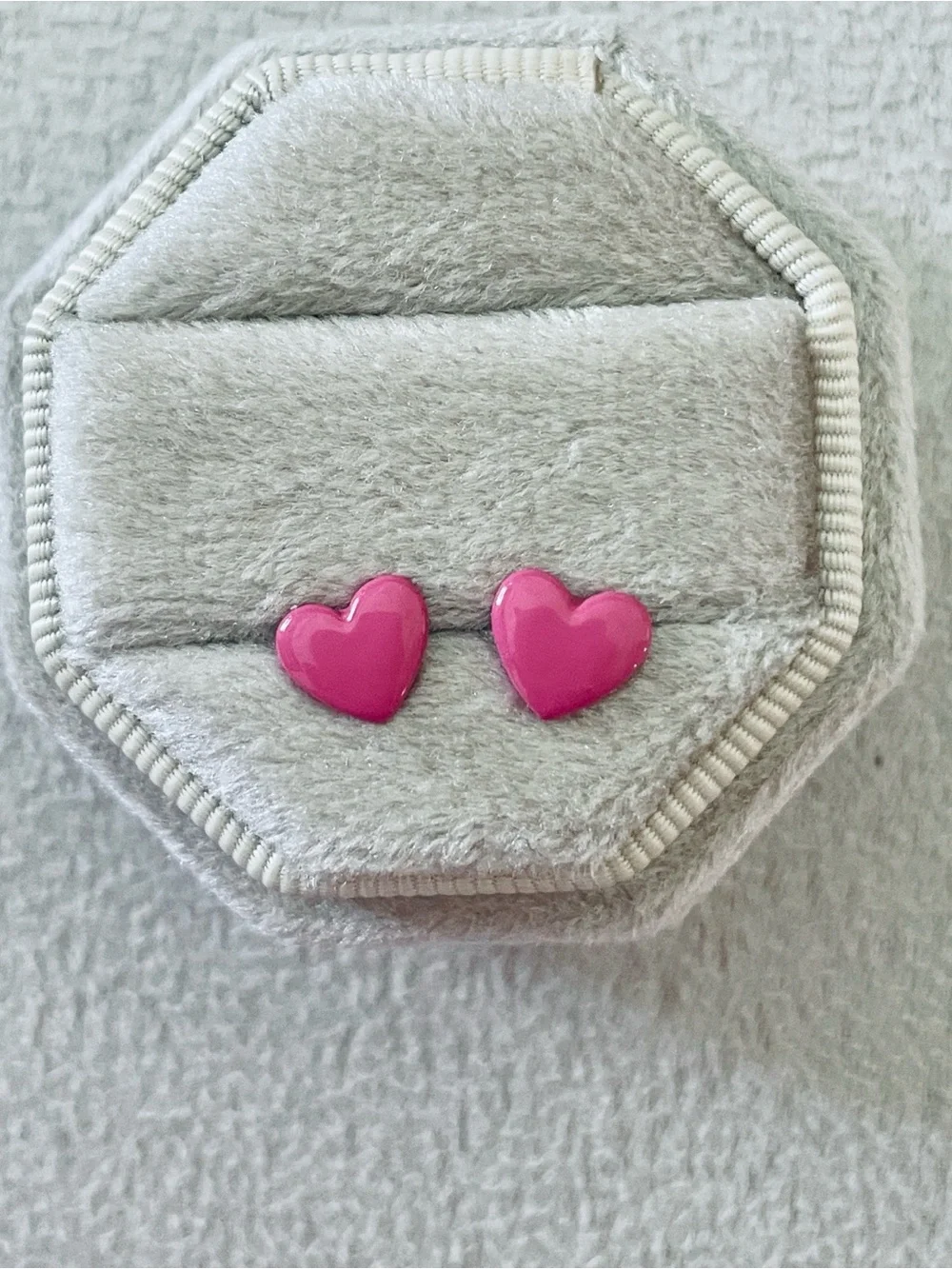 Pink heart shaped stud earrings