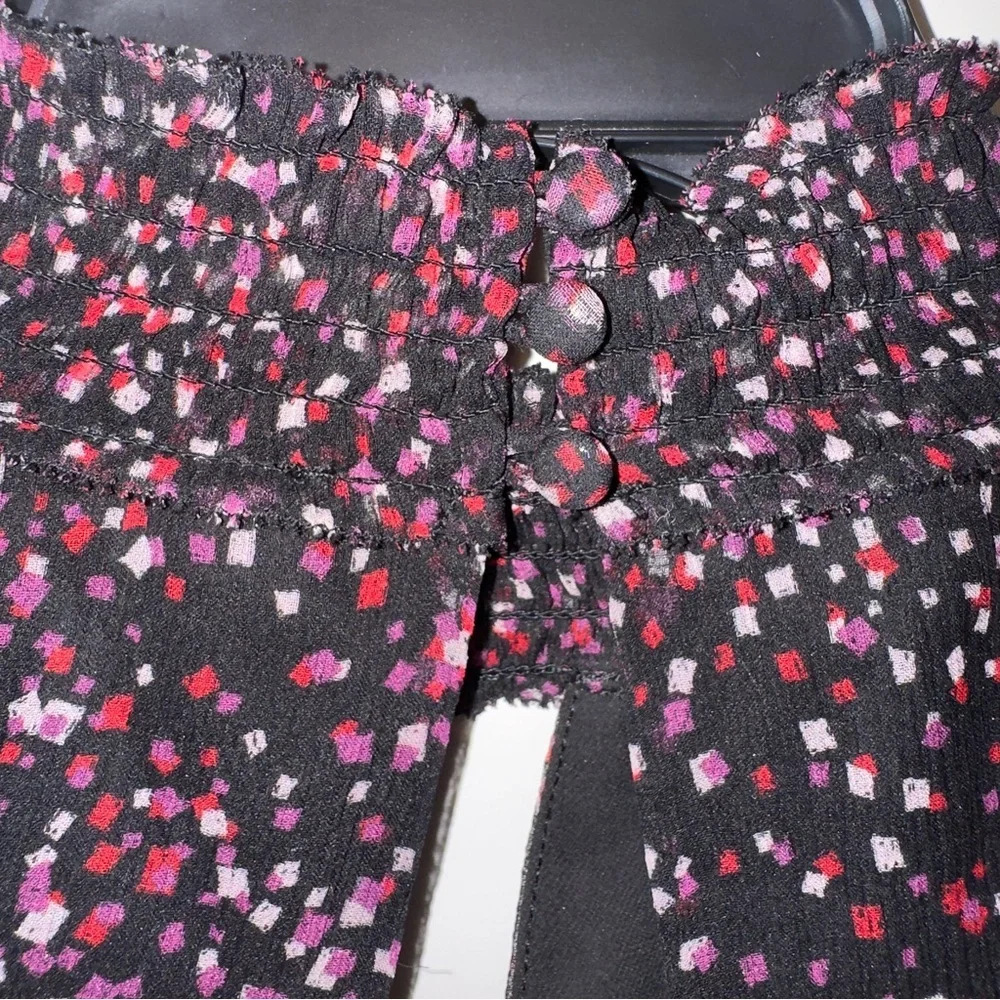 Parker Sabrina Confetti-Print Silk Blouse Sz Small CottageCore Peasant ASO TV