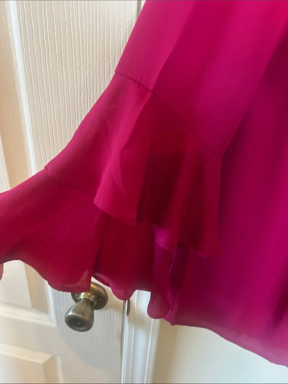 Banana Republic Fuchsia Layered Ruffle Sleeve Blouse NWT