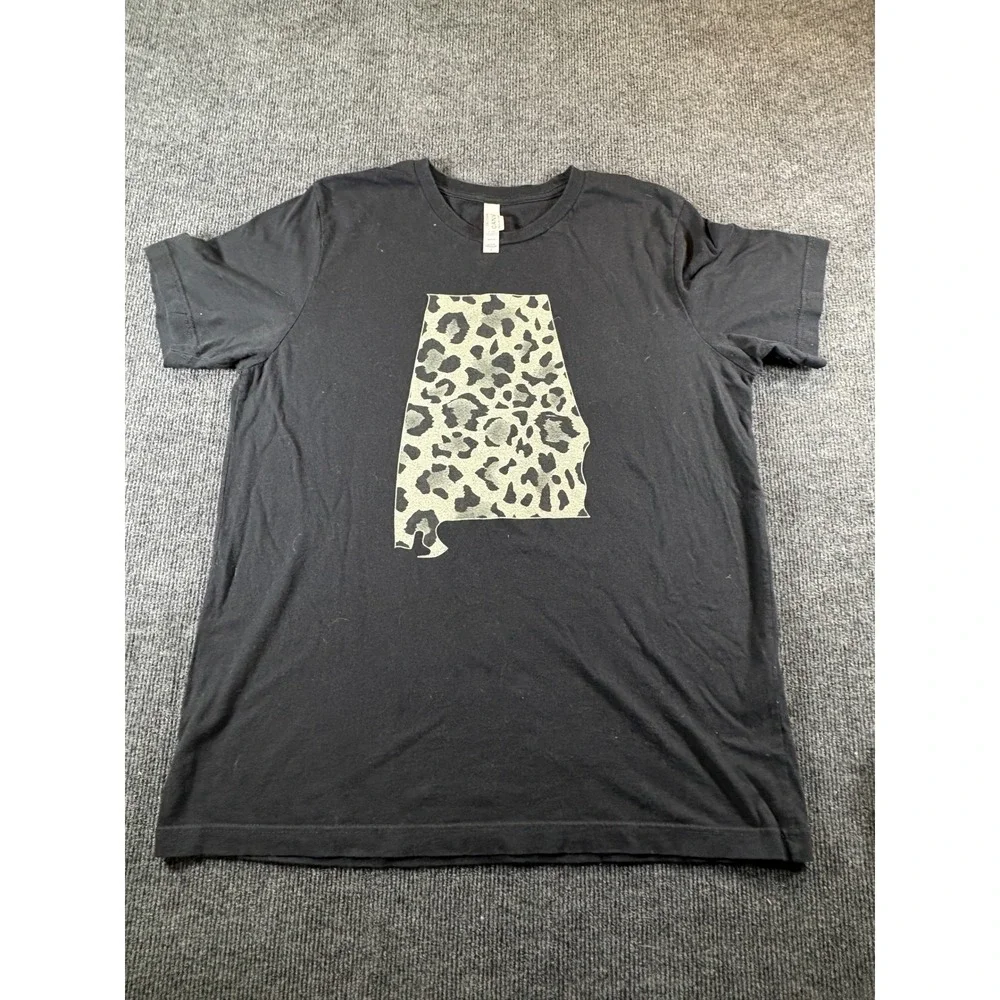 Dear‎ Clothing Co Alabama State Leopard Print Graphic Tee Black Womens Large