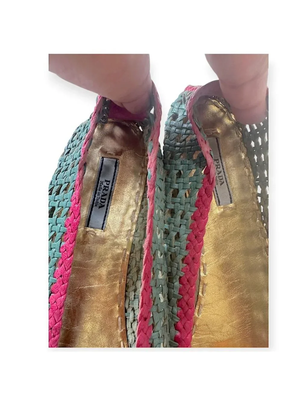 Prada SS2010 Limited Edition Woven Madras Leather Flats – Size 39 – Rare Box Set
