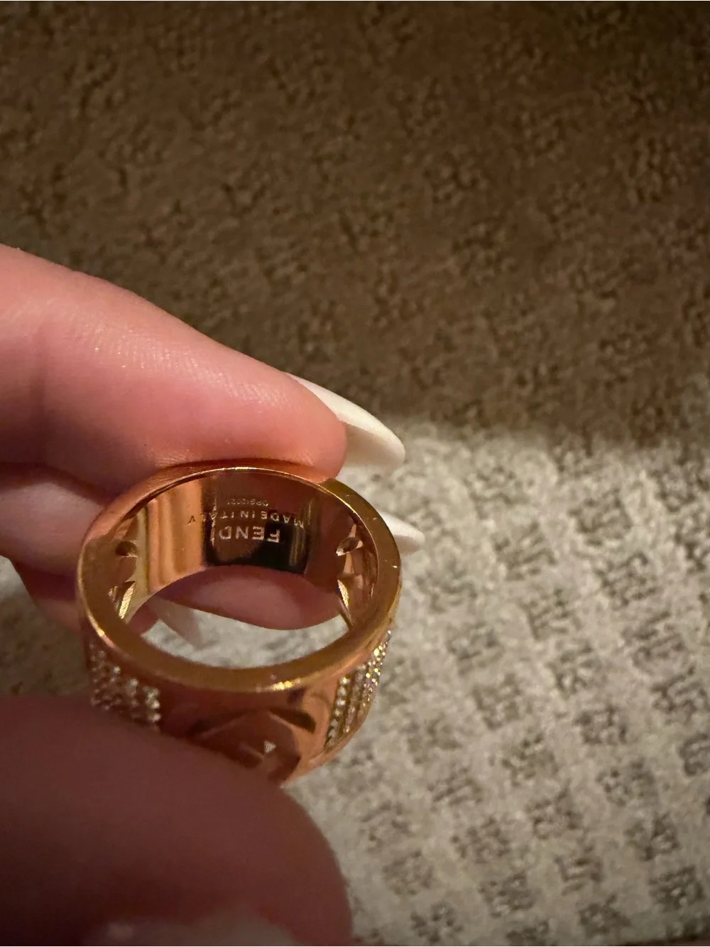 Fendi Ring with Pave Crystals