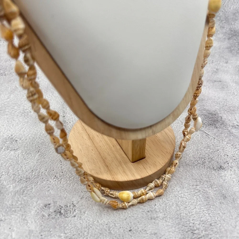 Natural Seashell Multi Strand Necklace Long Coastal Boho Vintage Beach Jewelry