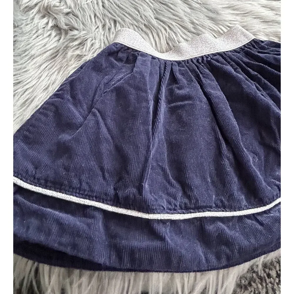 Gymboree Girls Navy Corduroy Skirt‎ With Glitter Waist Band Size 3T