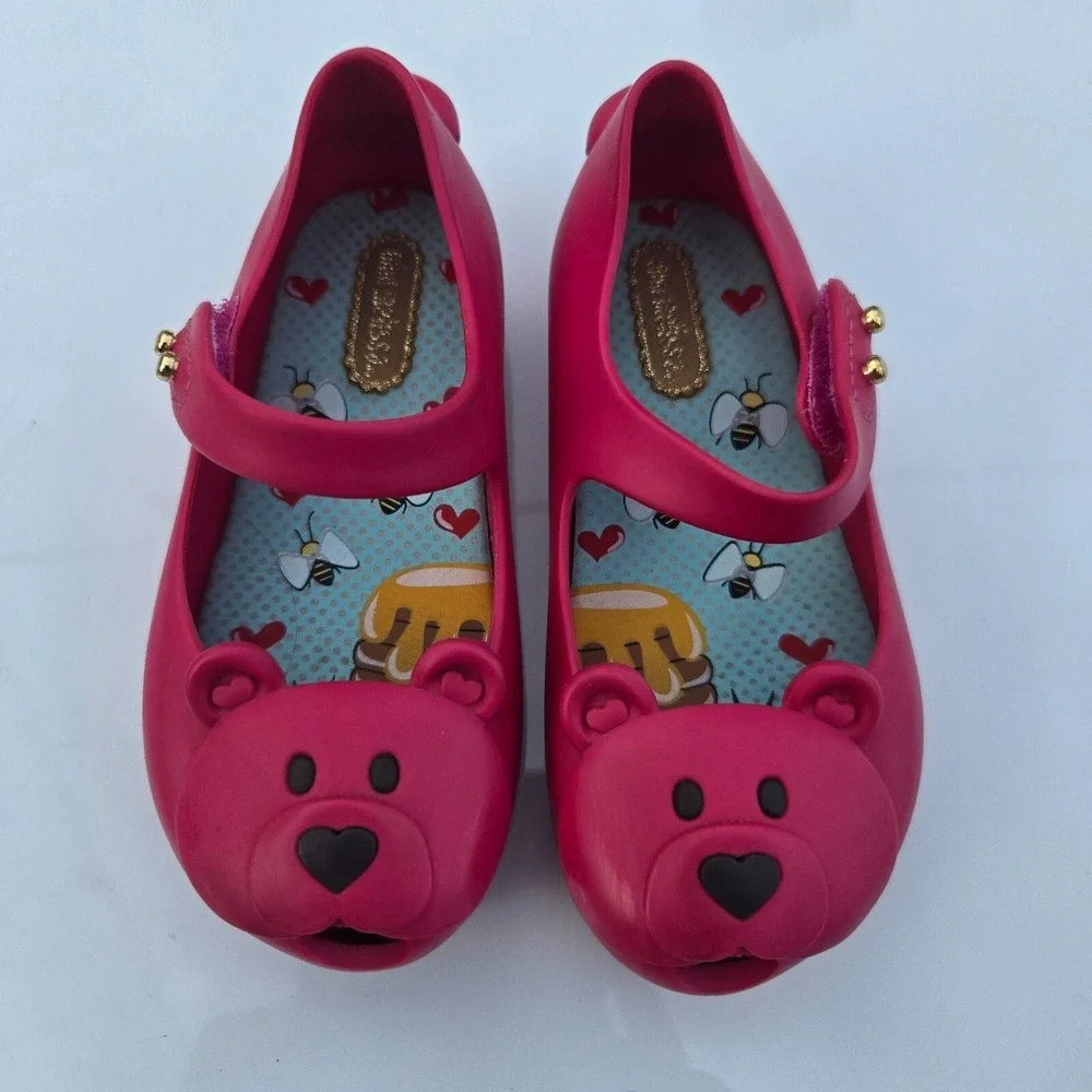 Mini Melissa Pink Bear Maryjane Flats Toddler Size 7 Water‎ Beach Shoes