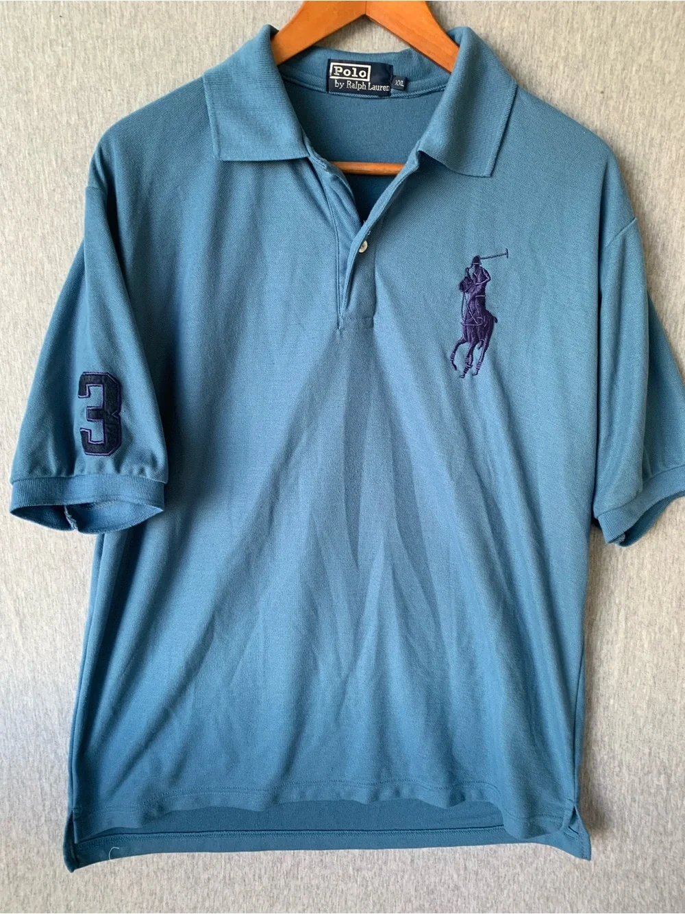 Polo Ralph Lauren Big Pony Polo Shirt Youth Boys Blue 3 Patch