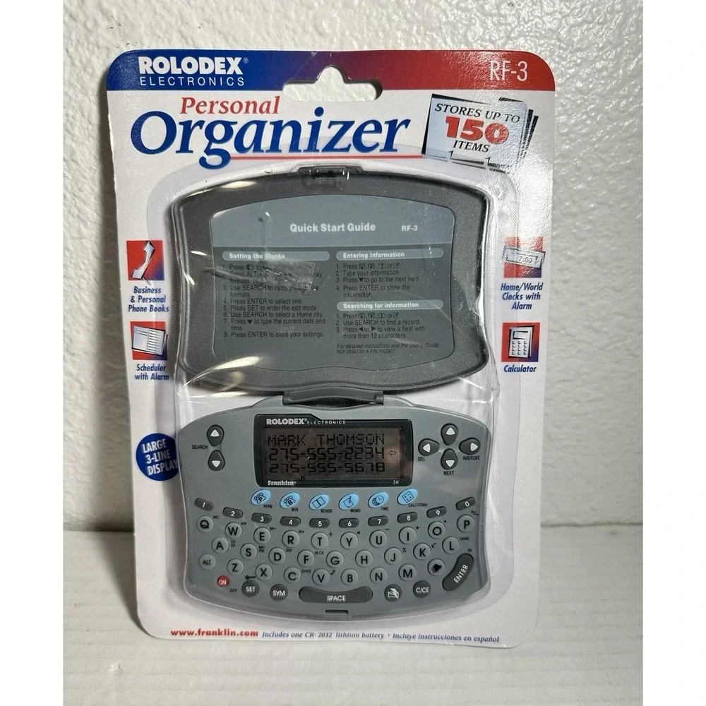 Vintage‎ 1999 Rolodex Pocket Organizer Clock Calculator RF-3 Storage Phone Book