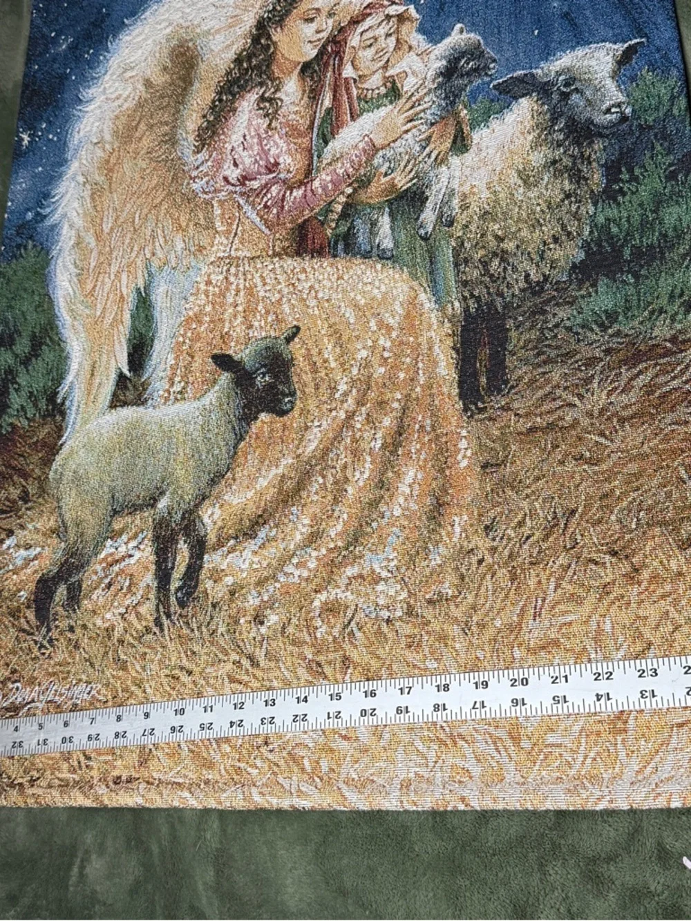 Guardian Angel Dona Gelsinger Hanging Tapestry 35x22 Protection Church Guide 90s