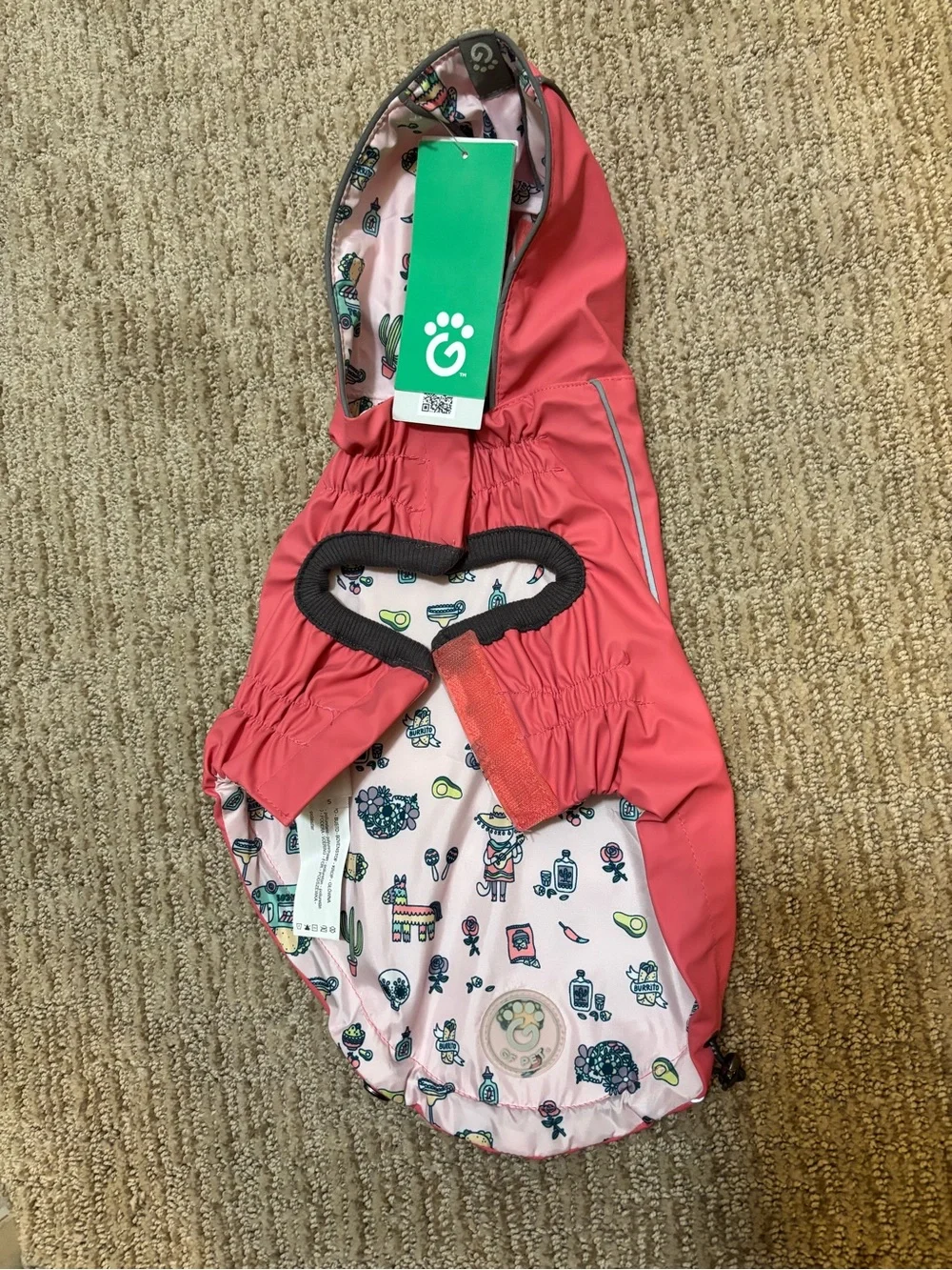 GF Pet Pink Reversible Elasto-Fit Raincoat, Size S, NWT