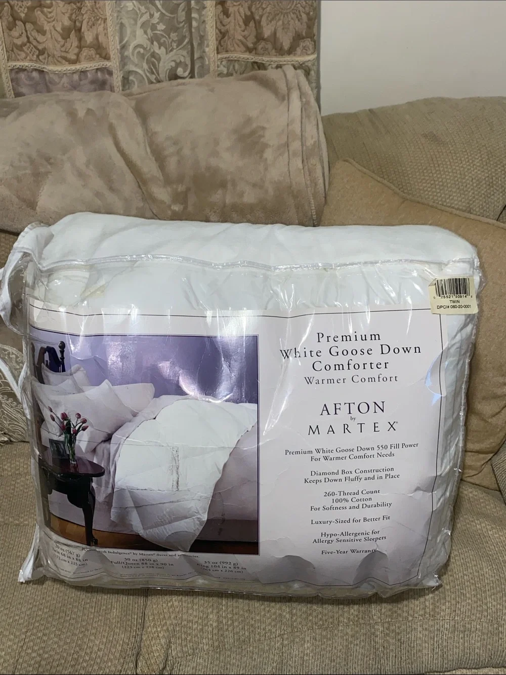 🤍NWT Premium White Goose Down 550 Comforter/ 260 Thread 100% Cotton/Luxury Size