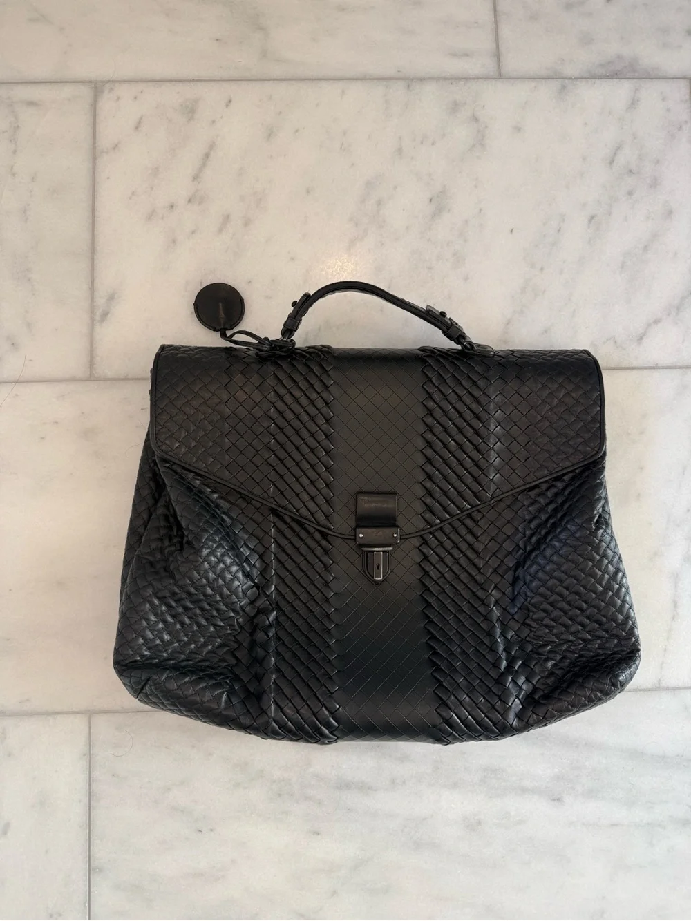 Bottega Veneta Intrecciato Briefcase Black Woven Leather Briefcase