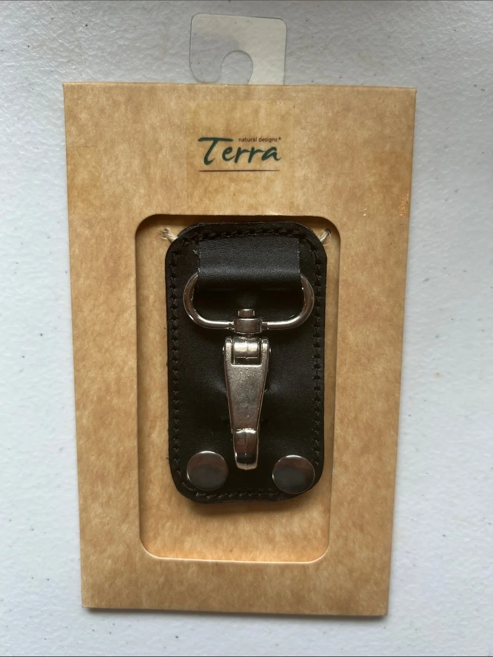 Terra Leather Belt Loop Key Clip Keychain NWT Black