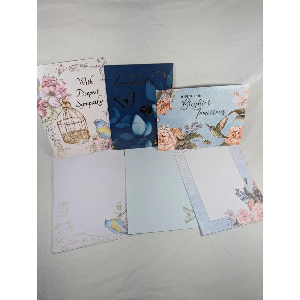 Sympathy Greeting Cards Qty 3 With Matching Envelopes