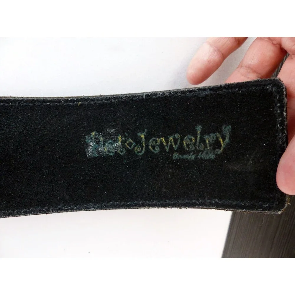 Pet Jewelry Beverly Hills Dog Collar 28” 2.5 Wide Black Leather Studded Y2K NWT
