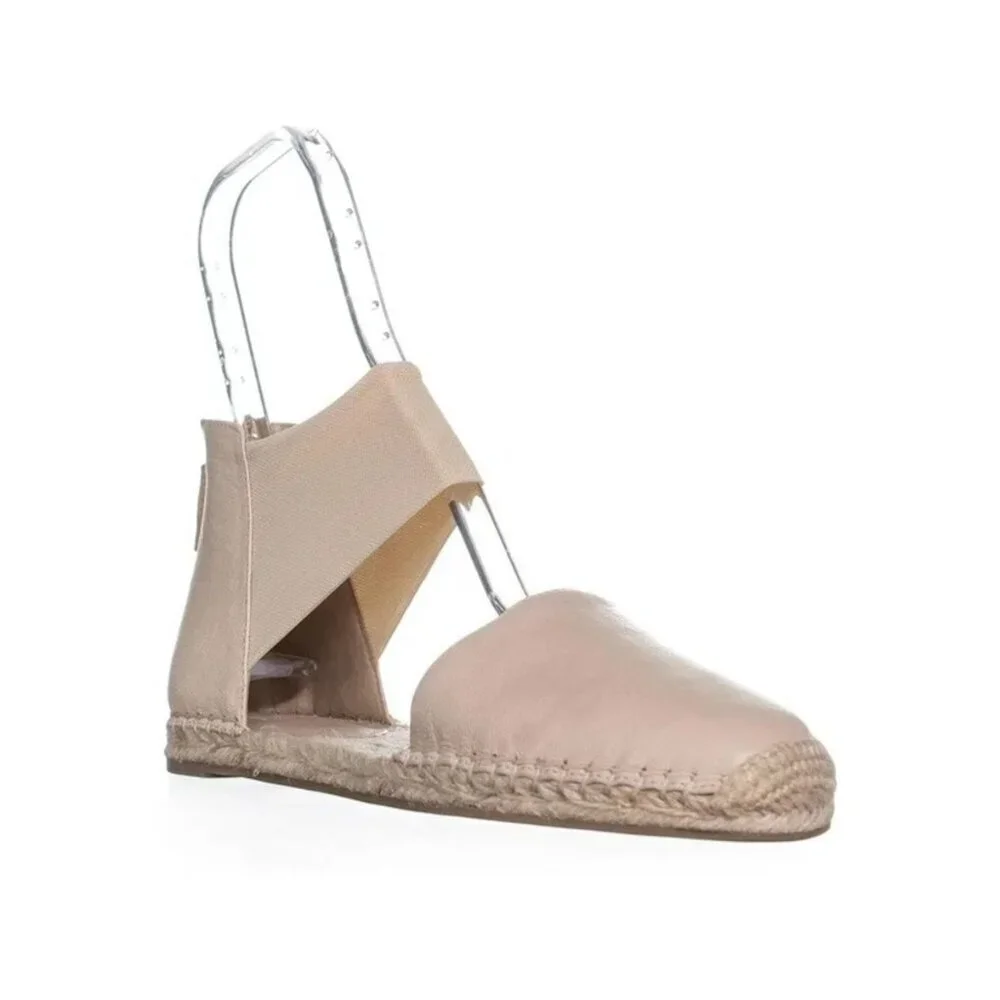EILEEN FISHER NWOB Coy Espadrille Skimmer‎ Flat Tan Tumbled Leather Zip