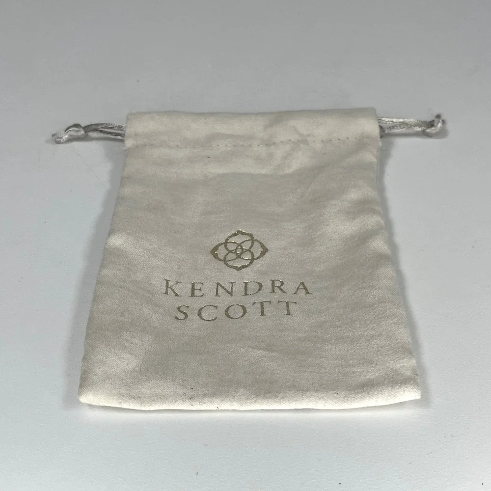 Kendra Scott Small Jewelry Pouch Cream‎ Gold Logo Drawstring Dust Bag 4x5.5