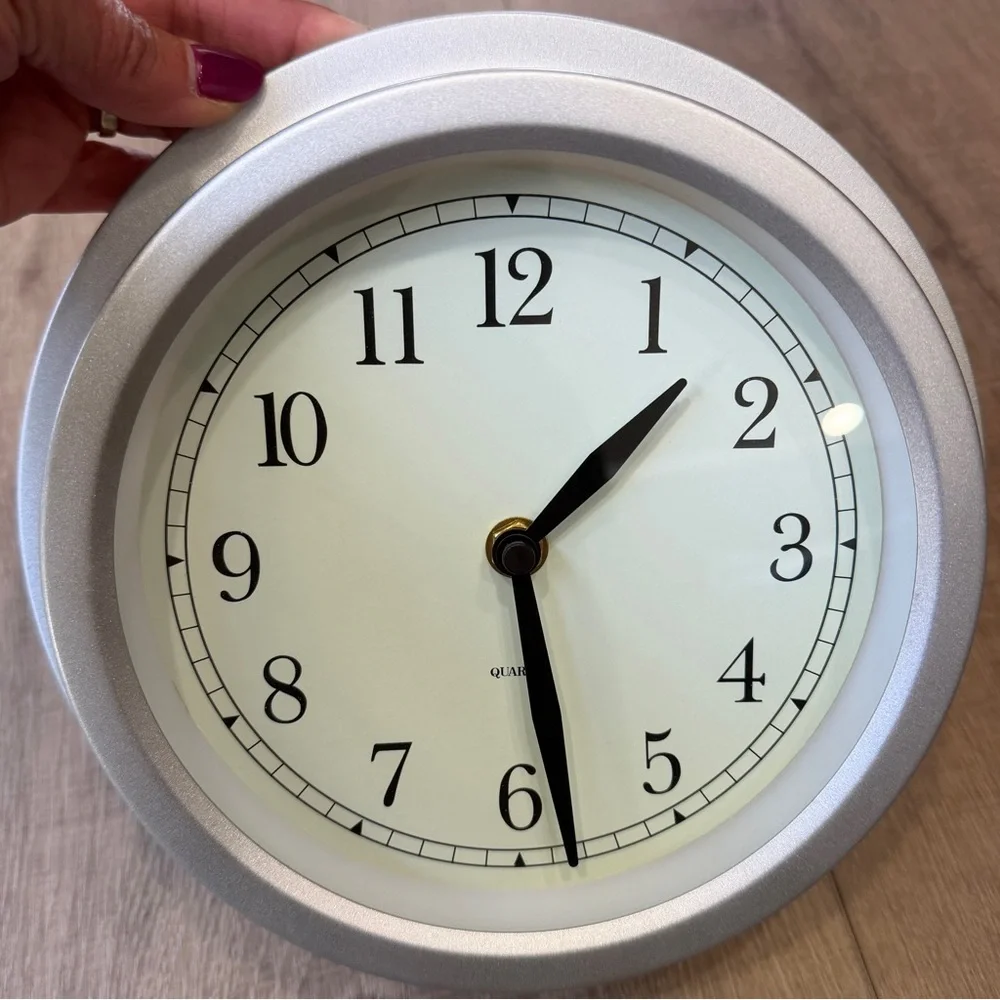 Vintage 90's IKEA Minimalist Brushed Metal Wall Clock Industrial Japanese Quartz