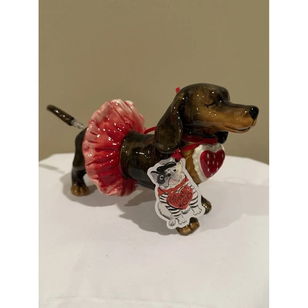 Blue Sky Clayworks Valentines Day Dachshund with Tutu LOVE Doxie Dogs 5