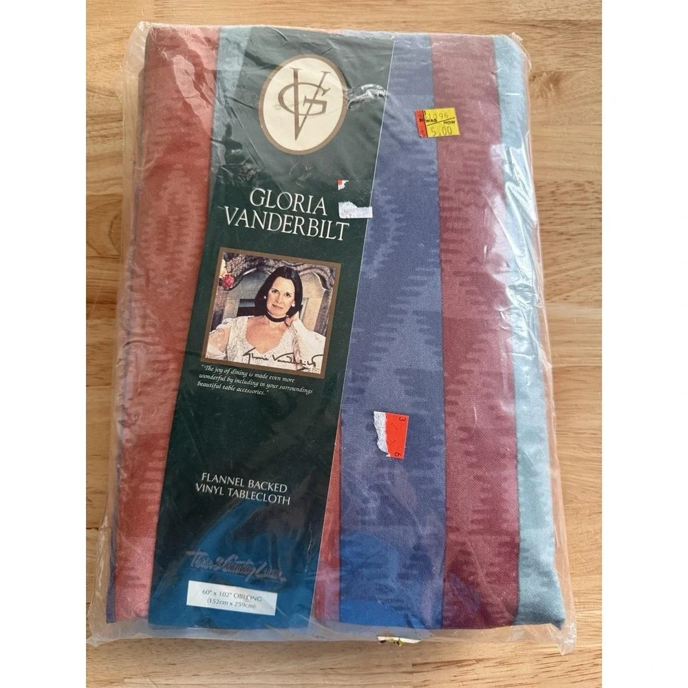 Vintage Gloria Vanderbilt Flannel Backed Vinyl‎ Tablecloth 60