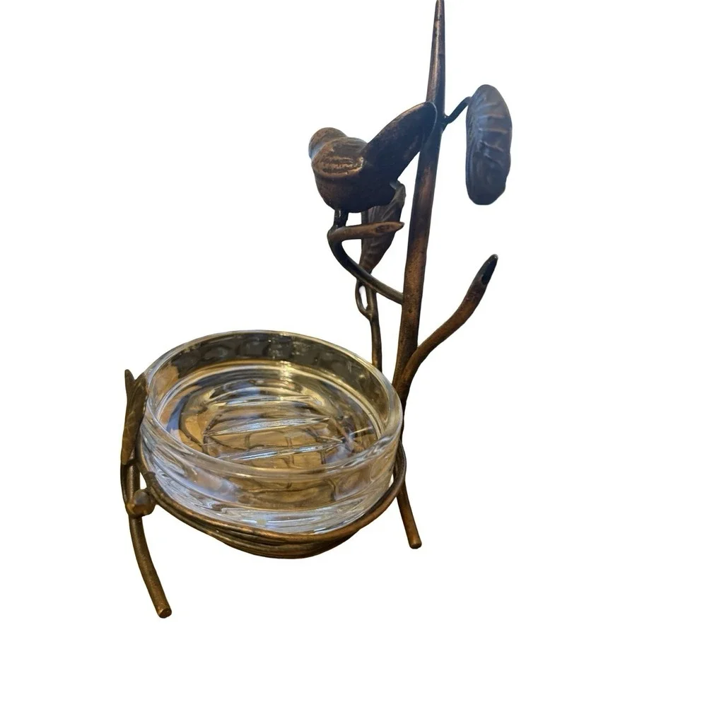 Decorative Distressed Metal‎ Bird In Nest Soap Dish Holder / Bowl