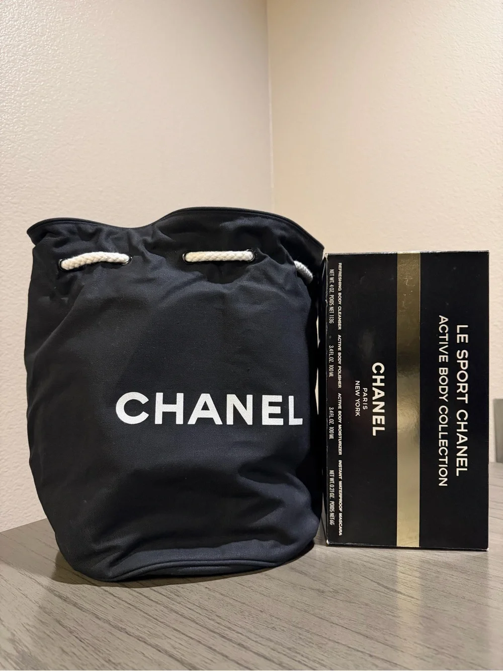 CHANEL black canvas