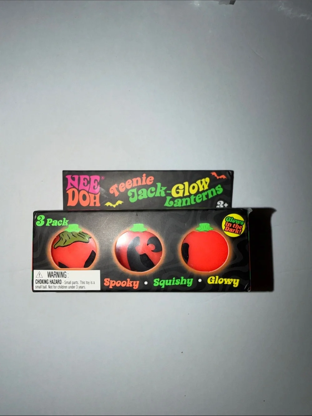 NeeDoh Teenie Jack-Glow Lanterns 3-Pack - Orange Pumpkin Party Favors