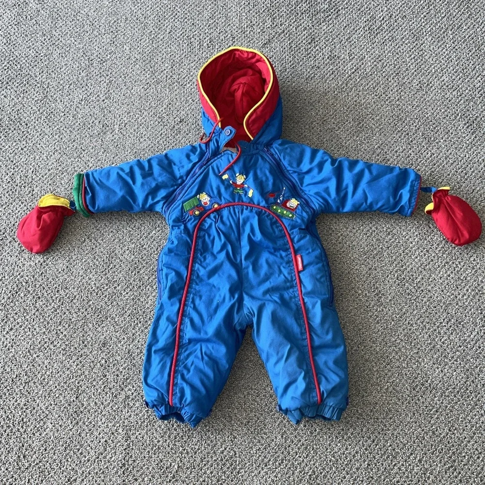 Vintage Osh Kosh Snowsuit. 12 Months‎ Infant. Trucks, color block. 1980's