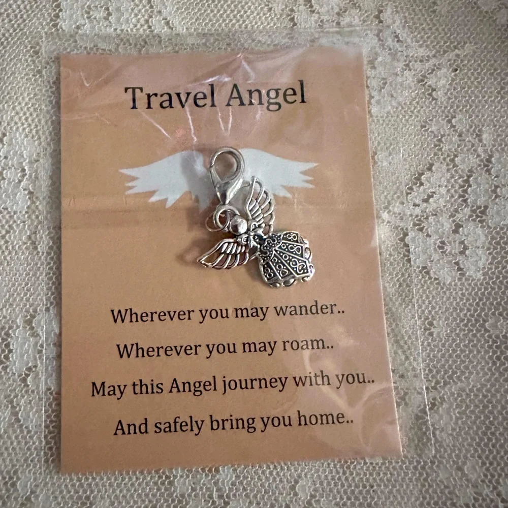 Travel Angel Charm Silver Toned New Sealed